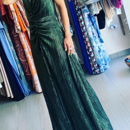 PLEATED DRESS GREEN/PURPLE-CKONTOVA