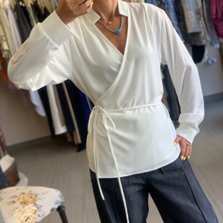 LONG WRAP TOP WHITE-CKONTOVA