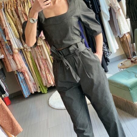 DENIM BUSTIER TOP BLACK / /WHITE -CKONTOVA