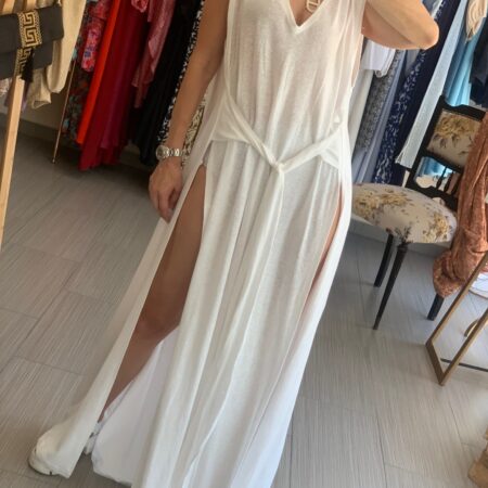 V NECK DRESS WHITE OS-CKONTOVA