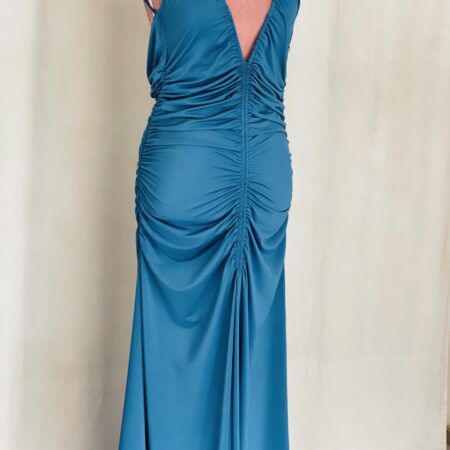 DRESS WITH RUFFLES BROWN  //  PETROL -CKONTOVA