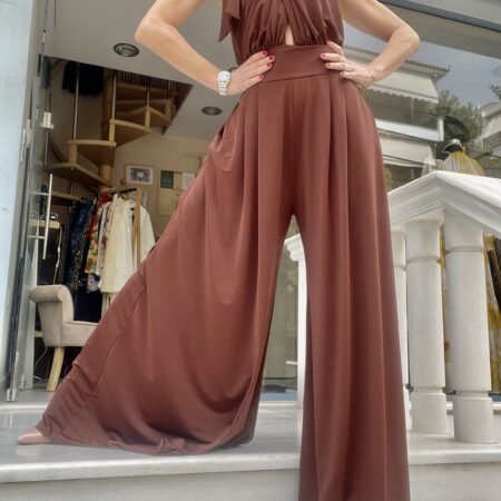 NECK TIE BODYSUIT BROWN // BLUE -CKONTOVA