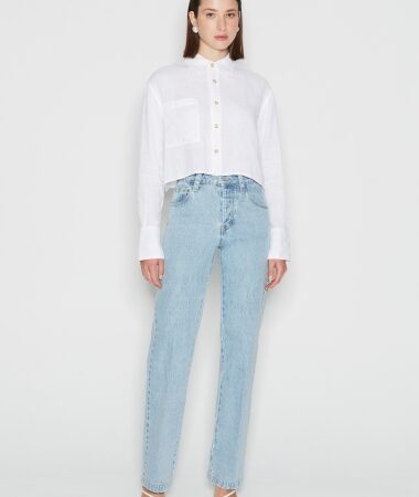 CHIC SALT CROP SHIRT WHITE // LIGHT BLUE - NADIA RAPTI