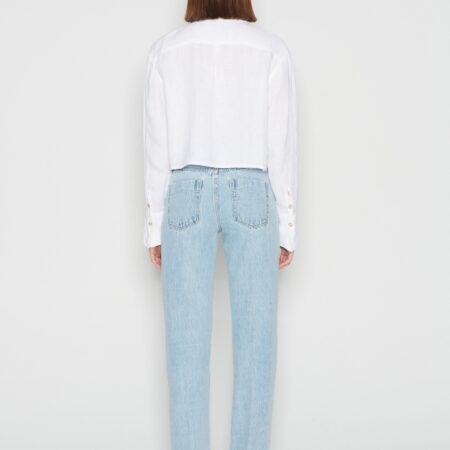 CHIC SALT CROP SHIRT WHITE // LIGHT BLUE - NADIA RAPTI