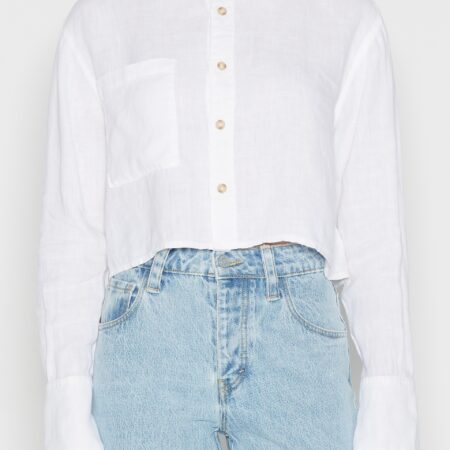 CHIC SALT CROP SHIRT WHITE // LIGHT BLUE - NADIA RAPTI