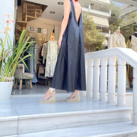 WAXED LINEN DRESS BLACK-CKONTOVA