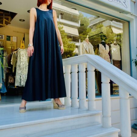 WAXED LINEN DRESS BLACK-CKONTOVA