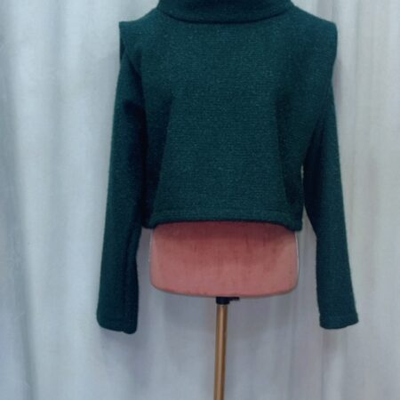 KNIT LUREX TOP BLACK  / WHITE /  GREEN-ONE SIZE