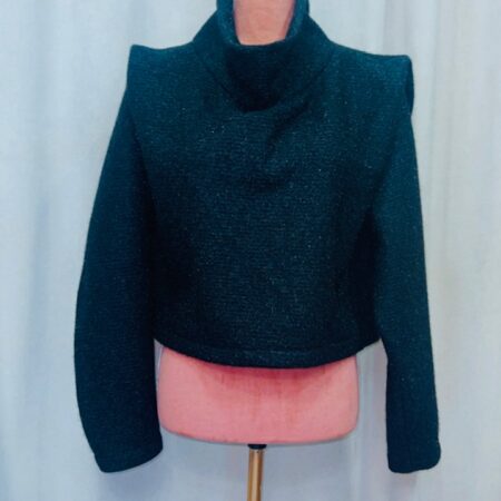 KNIT LUREX TOP BLACK  / WHITE /  GREEN-ONE SIZE