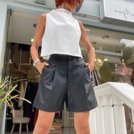 HIGH NECK CROP TOP WHITE  - KHAKI -CHILI  ONE SIZE CKONTOVA