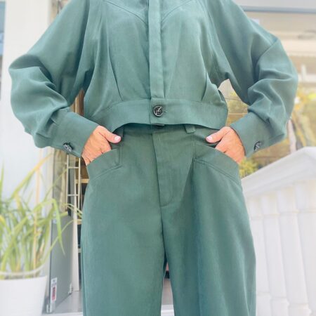 CUPRO BOMBER SHIRT BEIGE //GREEN  -CKONTOVA