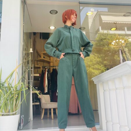 CUPRO PANTS BEIGE / GREEN -CKONTOVA