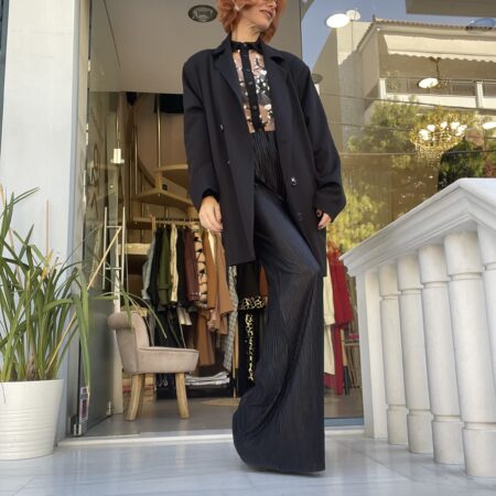 PLEATED FLARED PANTS BLACK-CKONTOVA