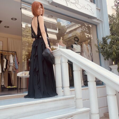 BLACK FLARED LONG DRESS