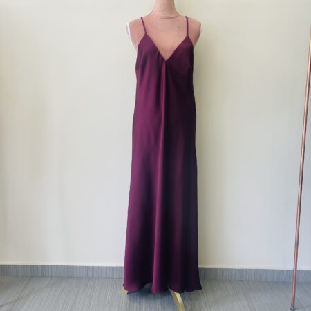 GREY SATIN SLIP DRESS - BORDEAUX SATIN SLIP DRESS CKONTOVA