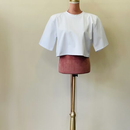 PADDED SHOULDER T-SHIRT BLACK-WHITE -BEIGE CKONTOVA