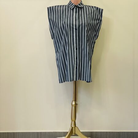 BEIGE STRIPED SLIT SHIRT- BLACK STRIPED SLIT SHIRT -CKONTOVA