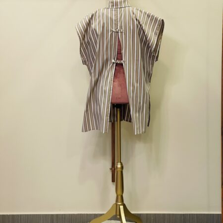 BEIGE STRIPED SLIT SHIRT- BLACK STRIPED SLIT SHIRT -CKONTOVA