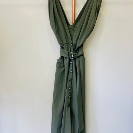 KHAKI DRESS WITH BELT-BEIGE DRESS WITH BELT CKONTOVA