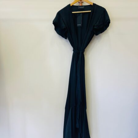 BLACK SATIN MIDI WRAP DRESS-MINT SATIN MIDI WRAP DRESS -CKONTOVA