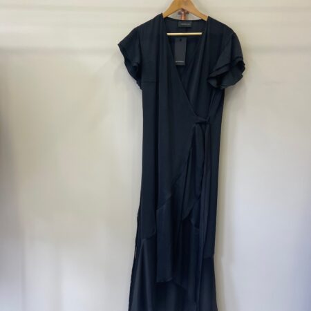 BLACK SATIN MIDI WRAP DRESS-MINT SATIN MIDI WRAP DRESS -CKONTOVA