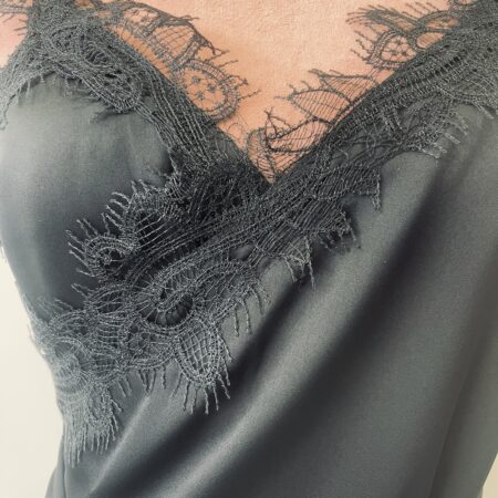 BLACK WRAP DRESS WITH LACE-CKONTOVA