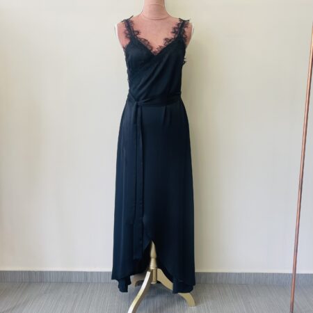 BLACK WRAP DRESS WITH LACE-CKONTOVA