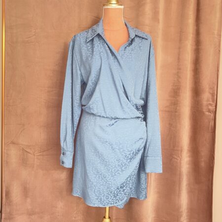 BLUE JACQUARD WRAP DRESS-CKONTOVA