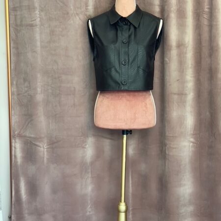LEATHER LOOK VEST BROWN-CKONTOVA