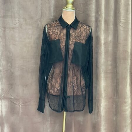 LACE SHIRT BLACK ONE SIZE-CKONTOVA