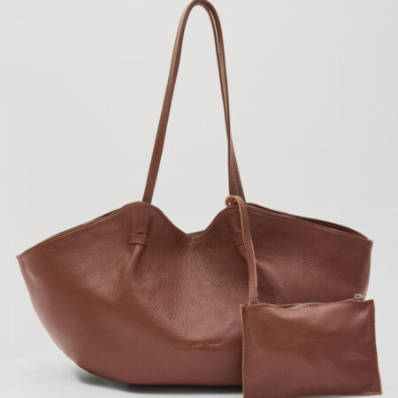 BLUSH ΔEΡΜΑΤΙΝΗ SHOPPER ΤΣΑΝΤΑ ΧΑΚΙ-LEATHER TWIST