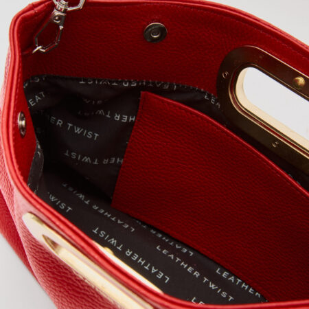 GOT HER ΔΕΡΜΑΤΙΝΗ CLUTCH ΤΣΑΝΤΑ ΚΟΚΚΙΝΗ //ΑΣΗΜΕΝΙΑ//ΜΠΕΖ -LEATHER TWIST