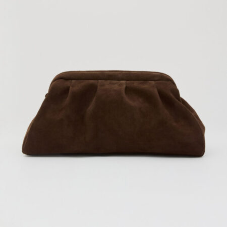 DIMI CLUTCH SUEDE ΤΣΑΝΤΑ ΜΑΥΡΗ //ΚΑΦΕ - LEATHER TWIST