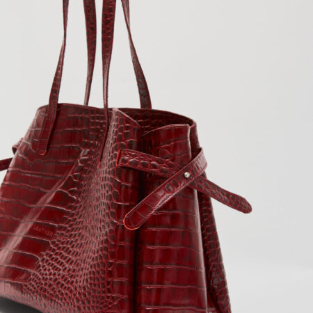 LORENE ΔEΡΜΑΤΙΝΗ SHOPPER ΤΣΑΝΤΑ ΜΠΟΡΝΤΟ ΚΡΟΚΟ