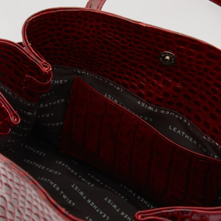 LORENE ΔEΡΜΑΤΙΝΗ SHOPPER ΤΣΑΝΤΑ ΜΠΟΡΝΤΟ ΚΡΟΚΟ