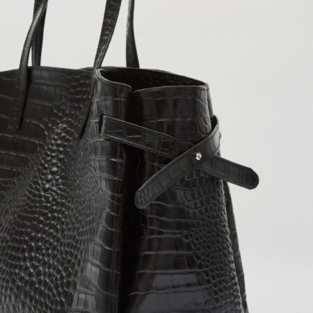 LORENE ΔEΡΜΑΤΙΝΗ SHOPPER ΤΣΑΝΤΑ ΜΑΥΡΗ ΚΡΟΚΟ