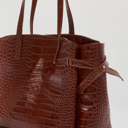 LORENE ΔEΡΜΑΤΙΝΗ SHOPPER ΤΣΑΝΤΑ ΚΑΦΕ ΚΡΟΚΟ