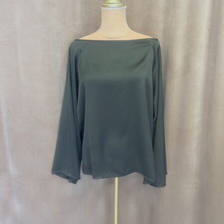 CHERRY SATIN ASYMMETRICAL BLOUSE /KHAKI SATIN ASYMMETRICAL BLOUSE /BLACK SATIN ASYMMETRICAL BLOUSE -CKONTOVA