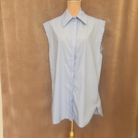 BLUE SLEEVELESS SHIRT DRESS-CKONTOVA
