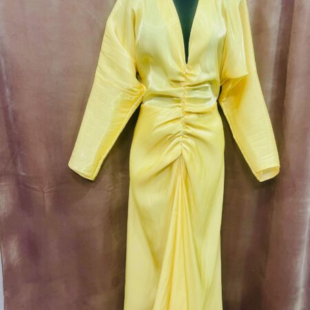 YELLOW SATIN MAXI DRESS-CKONTOVA