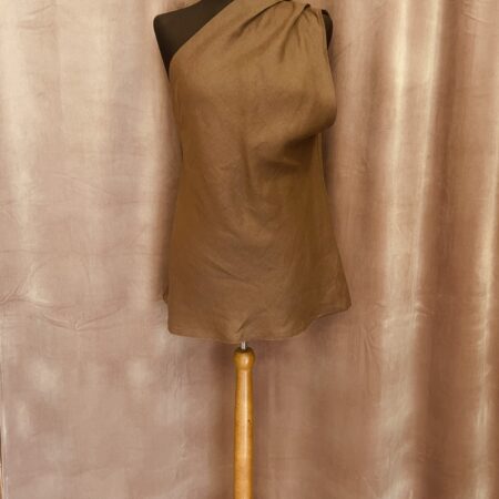 BLACK LINEN ONE-SHOULDER TOP /WHITE LINEN ONE-SHOULDER TOP/BROWN LINEN ONE-SHOULDER TOP -CKONTOVA