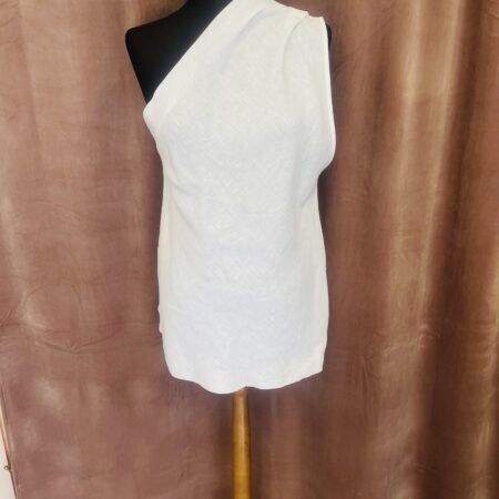 BLACK LINEN ONE-SHOULDER TOP /WHITE LINEN ONE-SHOULDER TOP/BROWN LINEN ONE-SHOULDER TOP -CKONTOVA