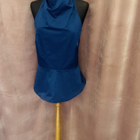 BLUE HALTER DRAPED TOP-CKONTOVA