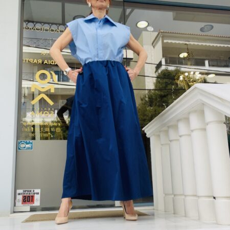 BLUE MIDI A LINE SKIRT-CKONTOVA