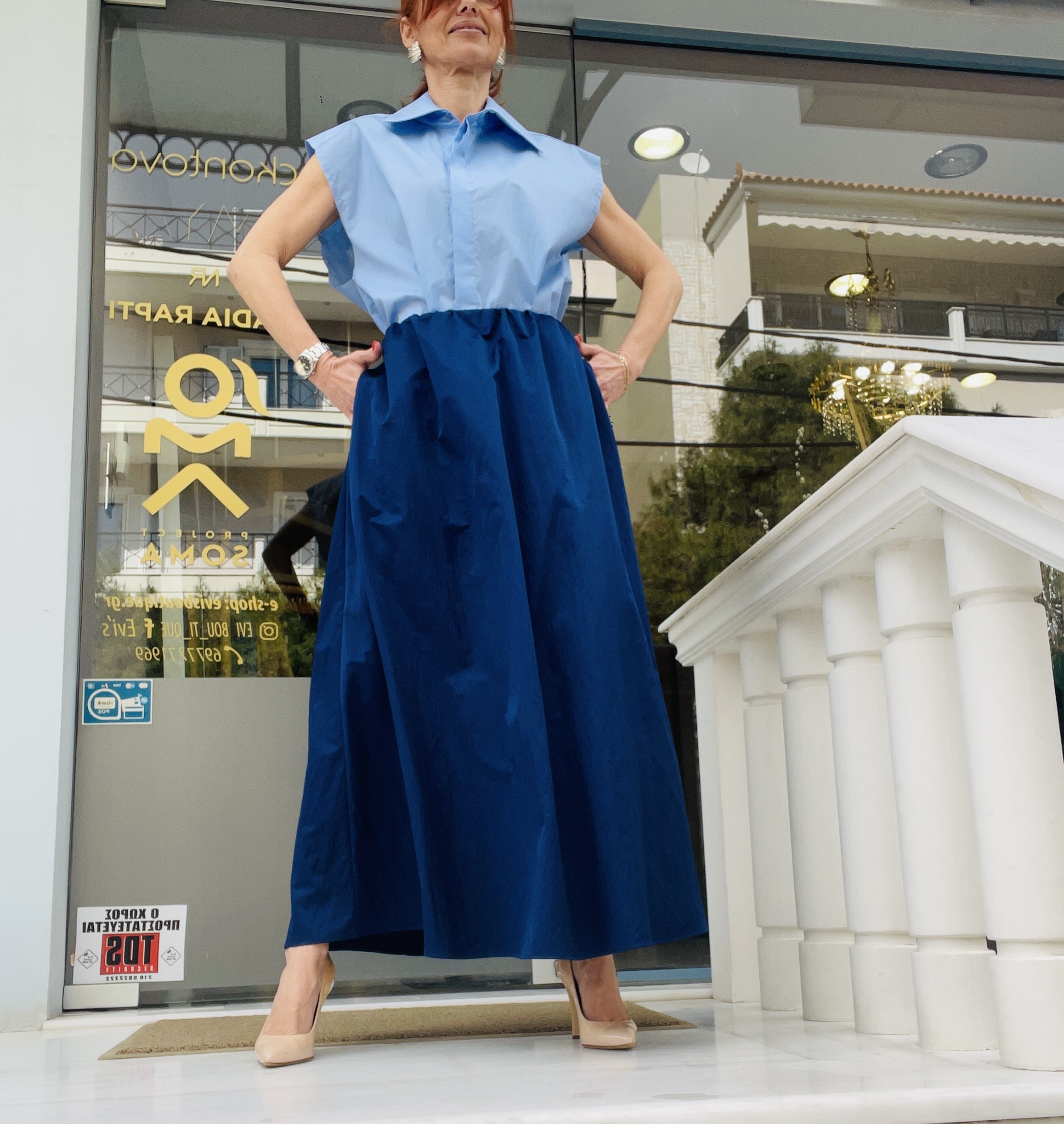 IMG_6661 BLUE MIDI A LINE SKIRT-CKONTOVA