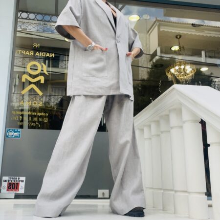 GREY WIDE LEG PANTS-CKONTOVA