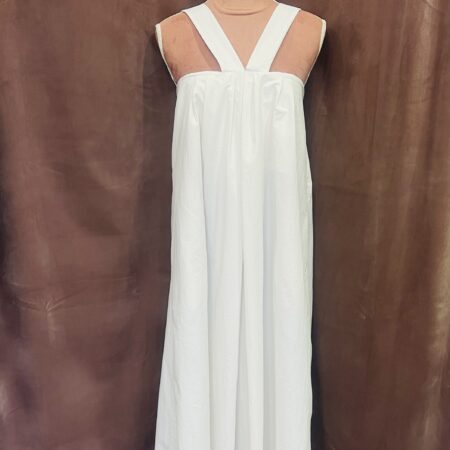 WHITE HALTER A LINE LONG DRESS-CKONTOVA
