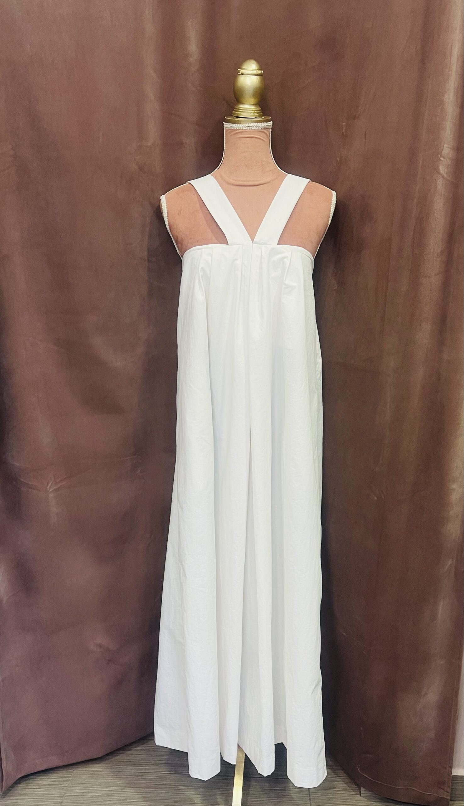 IMG_7891 WHITE HALTER A LINE LONG DRESS-CKONTOVA