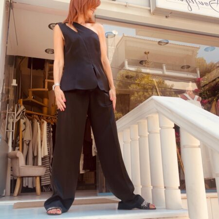 PURPLE SATIN TAILORED PANTS - BLACK SATIN TAILORED PANTS ckontova