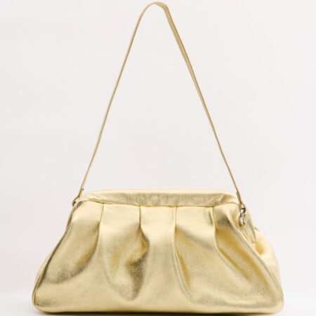 DIMI ΔΕΡΜΑΤΙΝΗ CLUTCH ΤΣΑΝΤΑ ΧΡΥΣΗ-LEATHER TWIST
